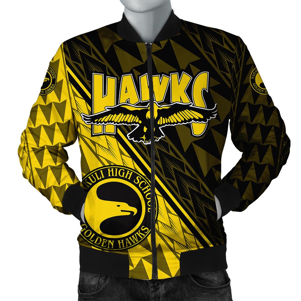 Hawaii Bomber Jacket - Nanakuli High Bomber Jacket - Energetic - AH Black Unisex - Polynesian Pride