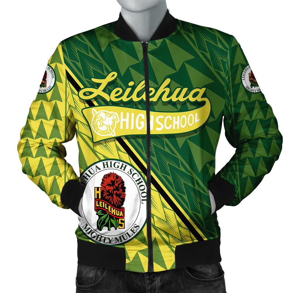 Hawaii Bomber Jacket - Leilehua High Bomber Jacket - Energetic - AH Green Unisex - Polynesian Pride