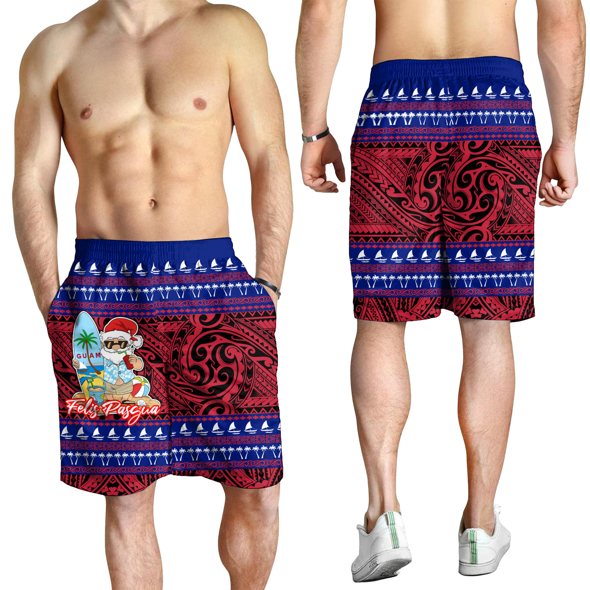 Guam Christmas - Felis Pasgua Santas Guam Surf Board Men Short - LT2 - Polynesian Pride