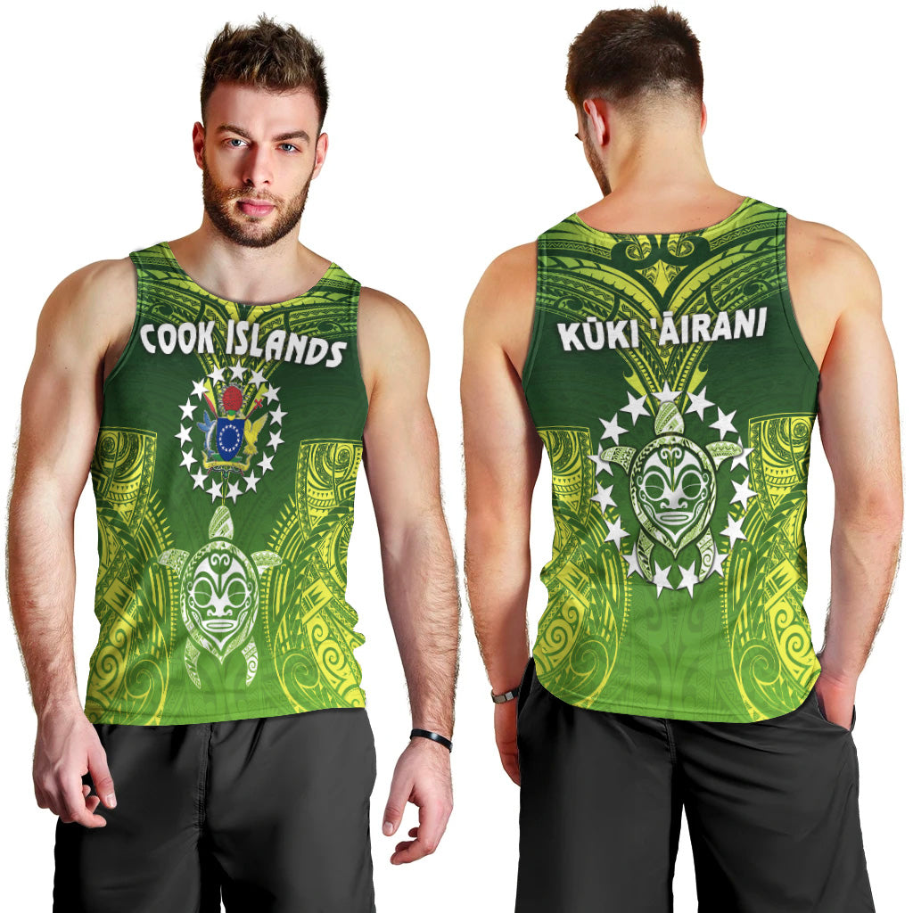 Cook Islands Men Tank Top Happy Independence Anniversary LT8 Green - Polynesian Pride