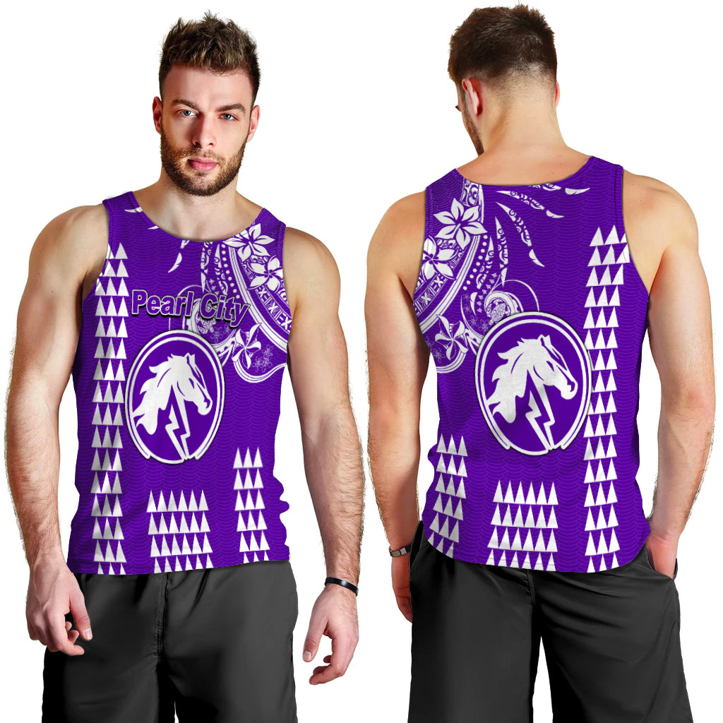 Hawaii High School- Pearl City Men Tank Top Mix Kakau LT6 Purple - Polynesian Pride