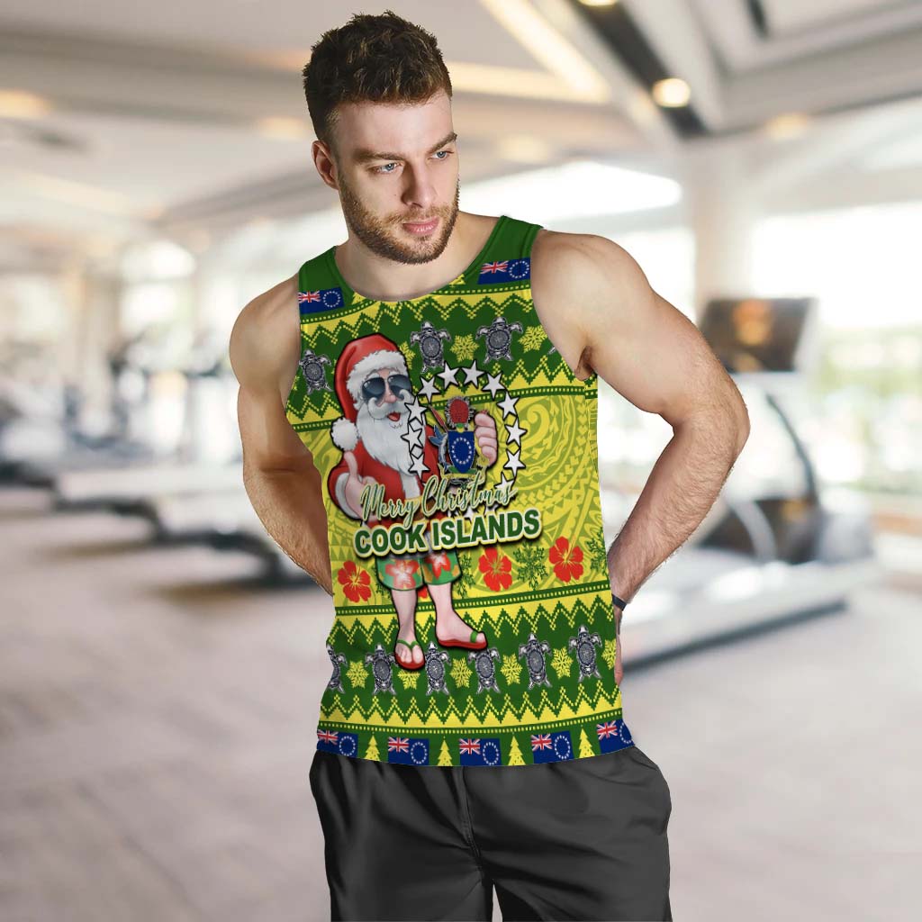 Cook Islands Christmas Men's Tank Top Cool Santa Claus LT6 - Polynesian Pride