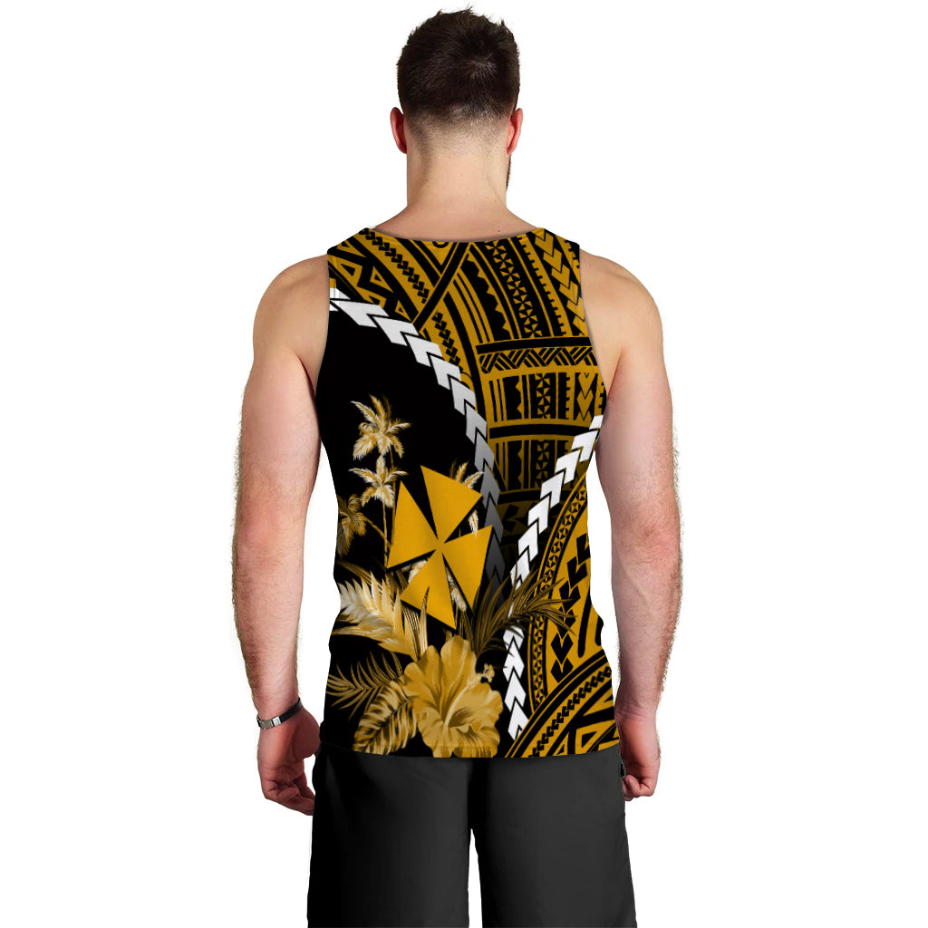 Wallis and Futuna Men Tank Top Polynesian Style Gold Color LT6 - Polynesian Pride