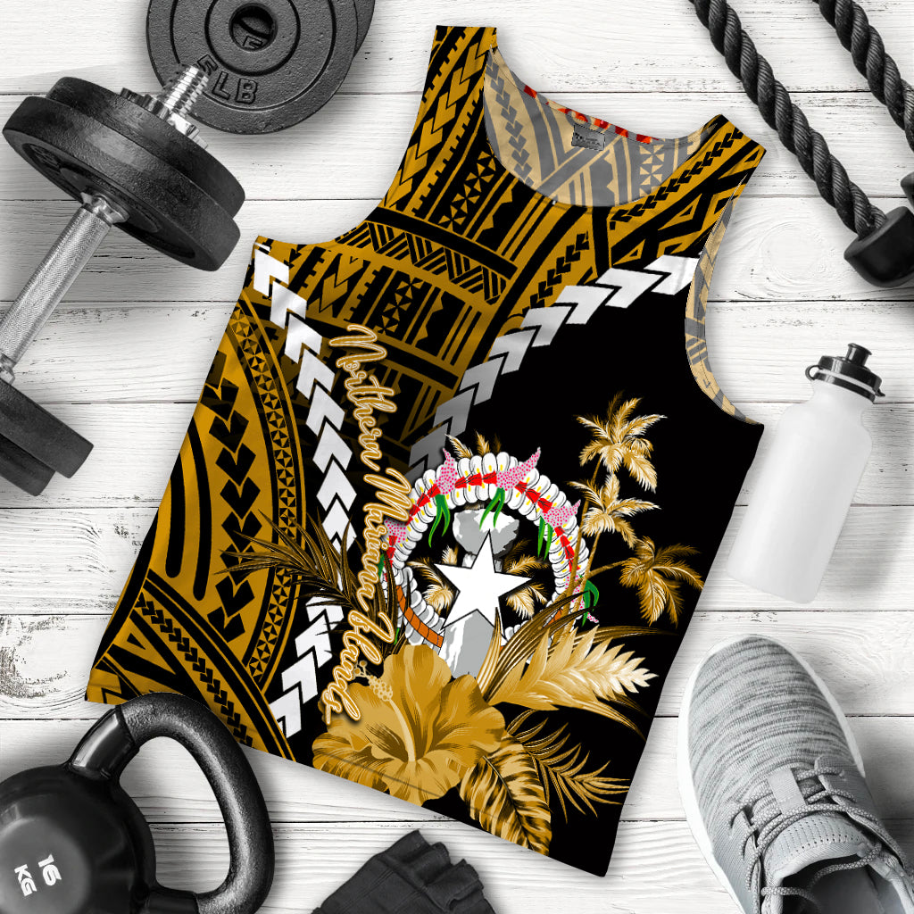 Northern Mariana Islands Men Tank Top Polynesian Style Gold Color LT6 Gold - Polynesian Pride