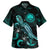 Custom Federated States Of Micronesia Matching Dress and Hawaiian Shirt with Polynesian Turtle and Blooming Hibiscus Turquoise - Polynesian Pride