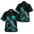 Custom Federated States Of Micronesia Matching Dress and Hawaiian Shirt with Polynesian Turtle and Blooming Hibiscus Turquoise - Polynesian Pride