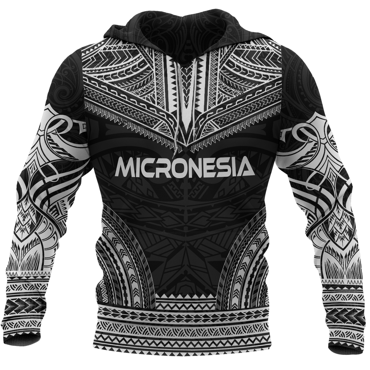 Micronesia Polynesian Chief Hoodie Black Version Unisex Black - Polynesian Pride