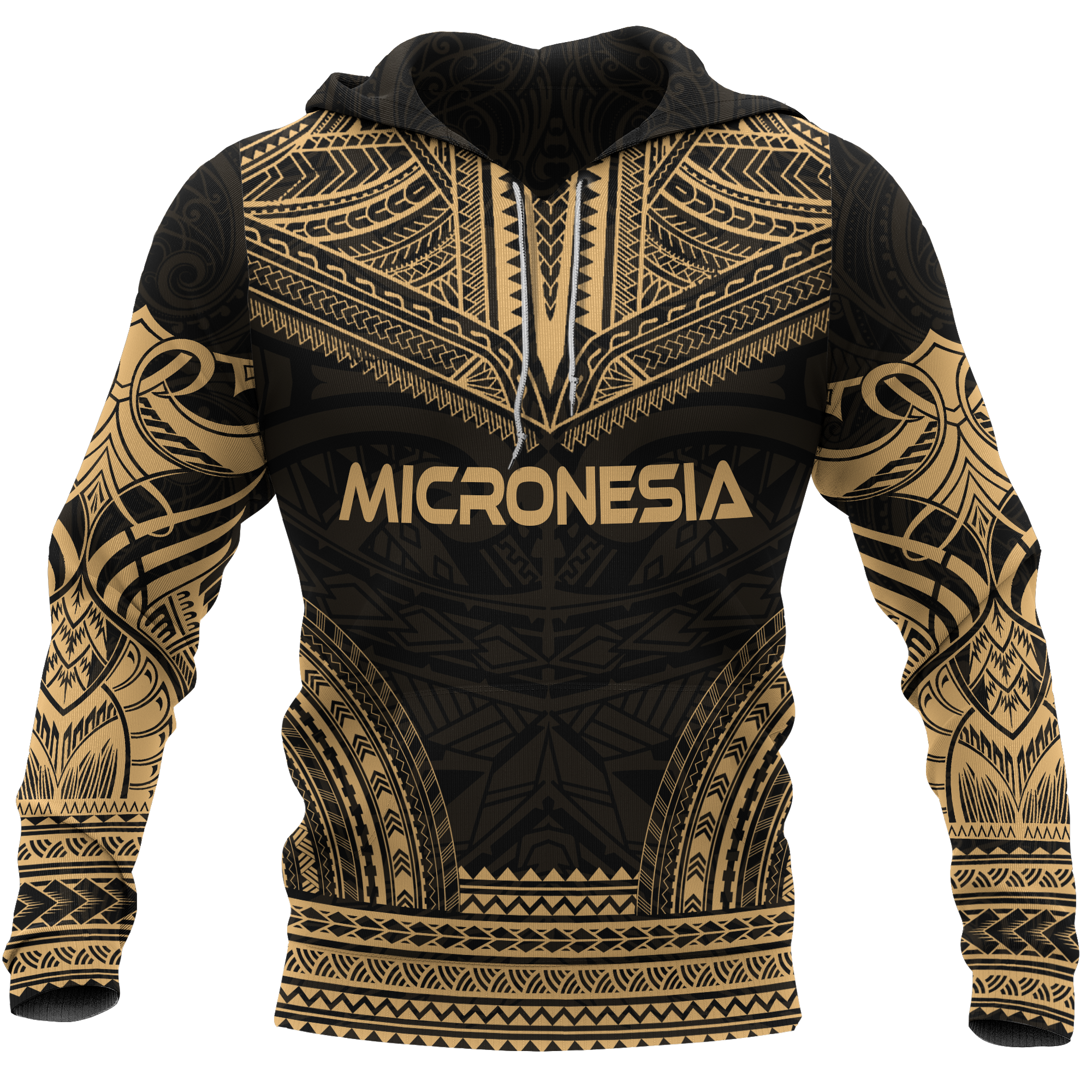 Micronesia Polynesian Chief Hoodie Gold Version Unisex Gold - Polynesian Pride