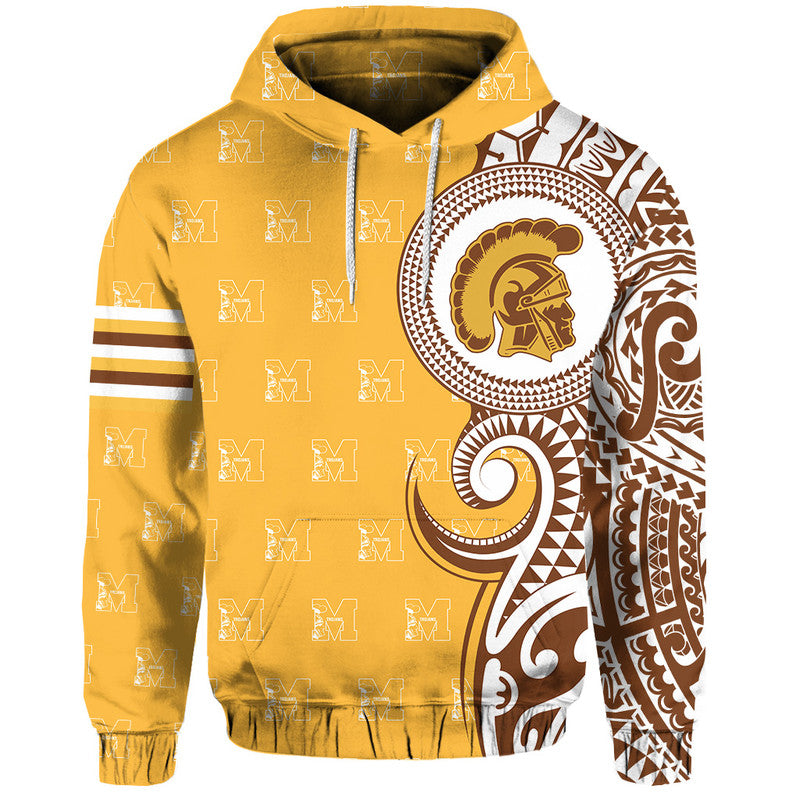 (Kaopuiki Kaikaina) Mililani High School Hoodie Tribal Kakau LT8 Hoodie Gold - Polynesian Pride