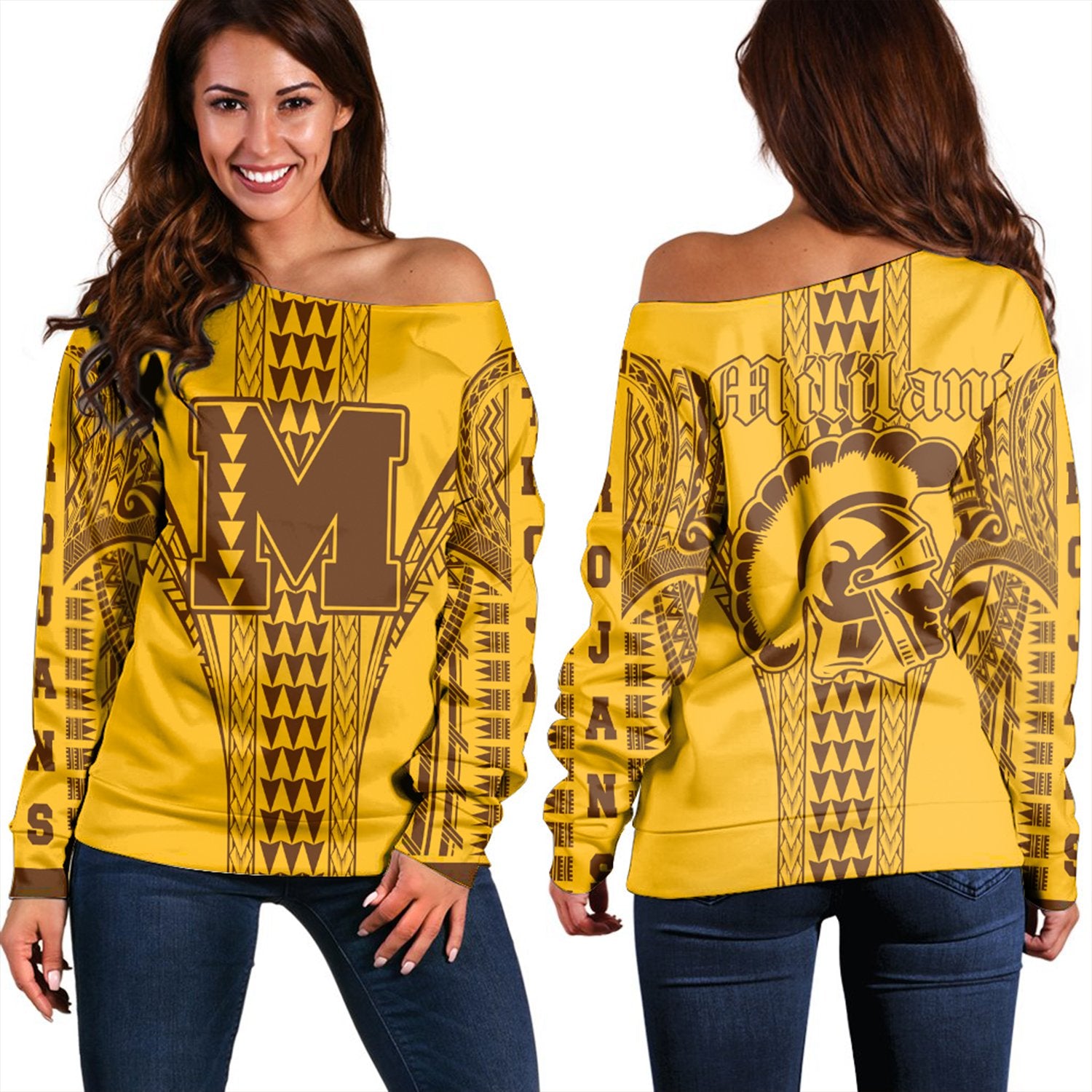 Hawaii - Mililani High Women's Off Shoulder Sweatshirt AH Gold - Polynesian Pride