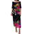 Kosrae Hibiscus Polynesian Tribal Puletasi Dress - LT12 Long Dress Black - Polynesian Pride