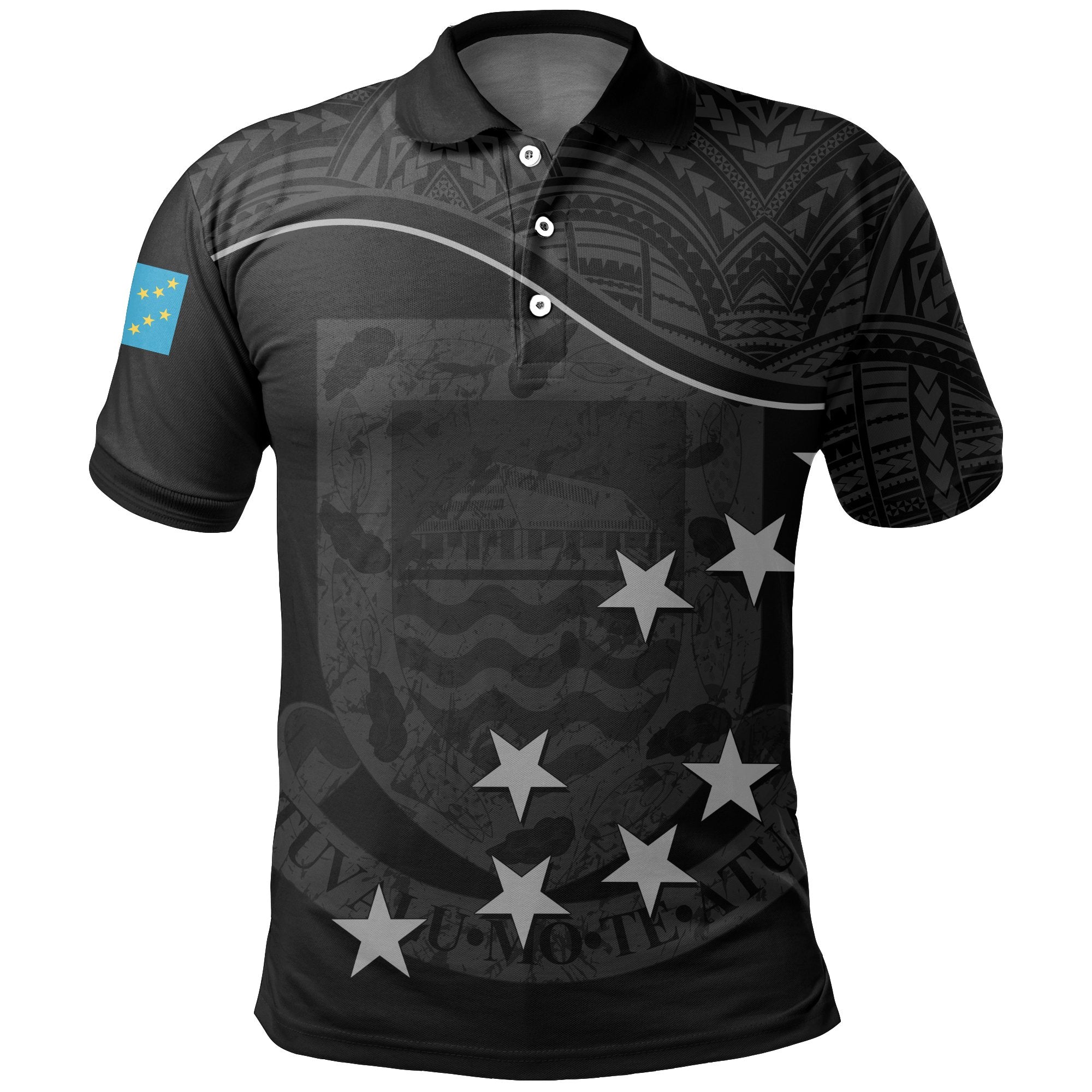 Tuvalu Polo Shirt Tuvalu Flag Coat Of Arms Black A02 Unisex Black - Polynesian Pride