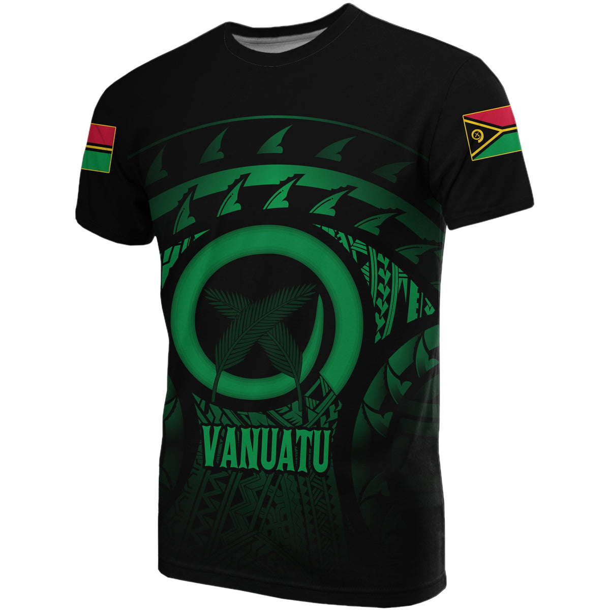 Vanuatu T Shirt Vanuatuan FLag Turtle Hibiscus (Green) Unisex Green - Polynesian Pride