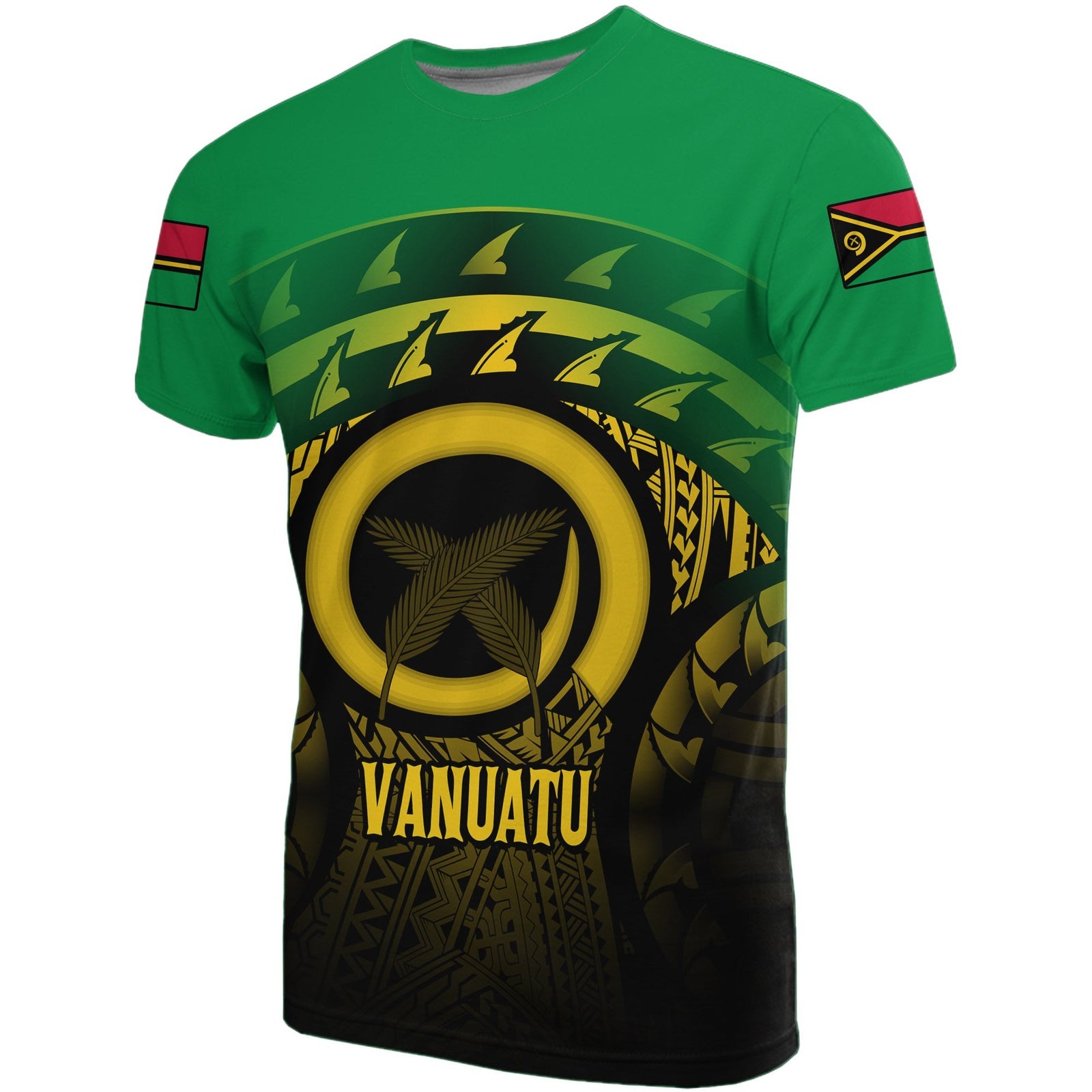 Vanuatu T Shirt Vanuatuan FLag Turtle Hibiscus Unisex Green - Polynesian Pride