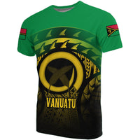 Vanuatu T Shirt Vanuatuan FLag Turtle Hibiscus Unisex Green - Polynesian Pride
