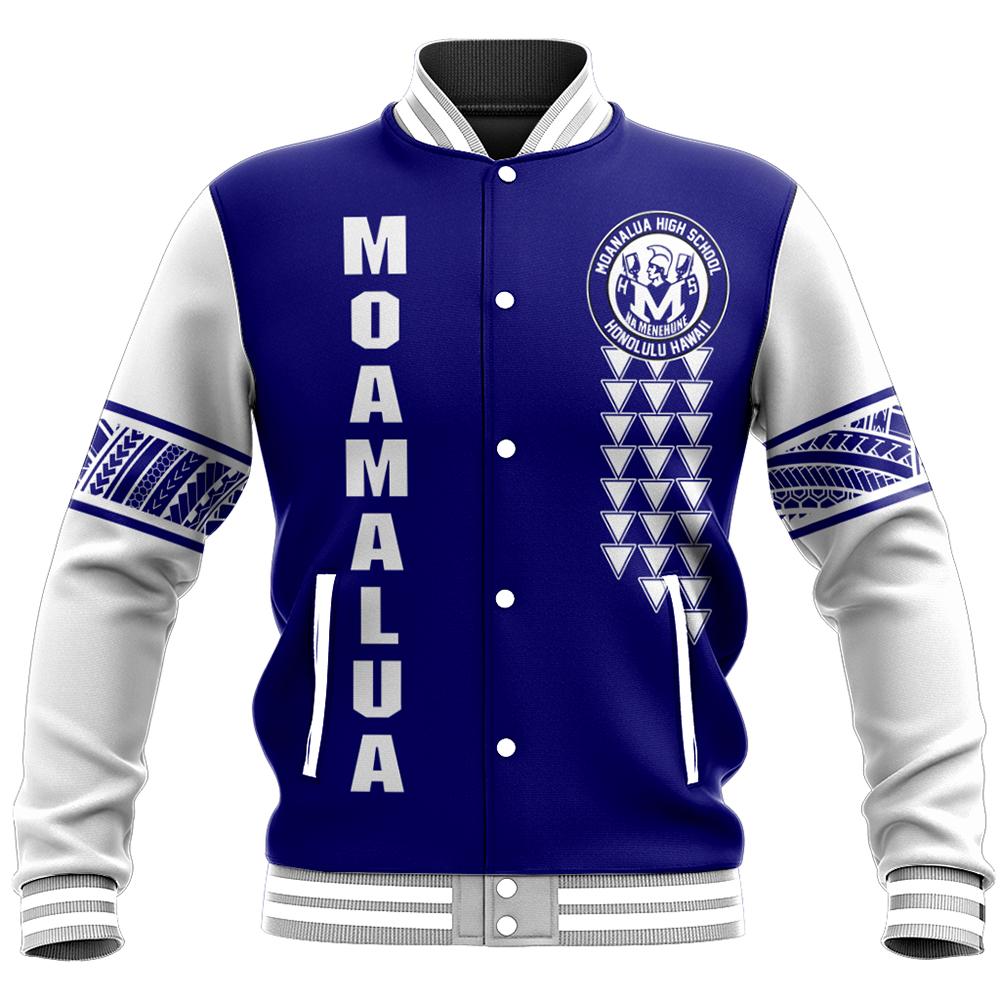 (Personalized) Hawaii Baseball Jacket - Moanalua High Custom Your Class Baseball Jacket - AH Unisex Blue - Polynesian Pride