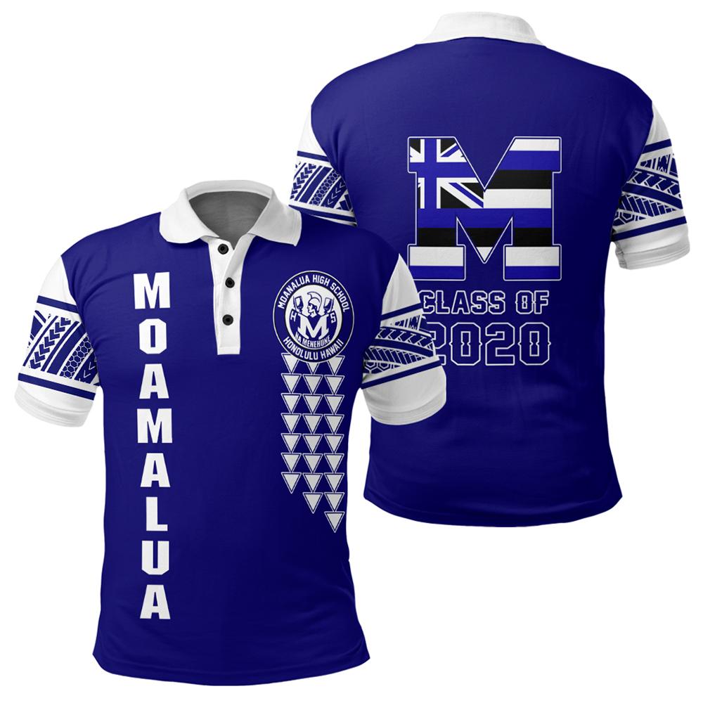 Custom Hawaii Polo Shirt Moanalua High Custom Your Class Polo Shirt Unisex Blue - Polynesian Pride