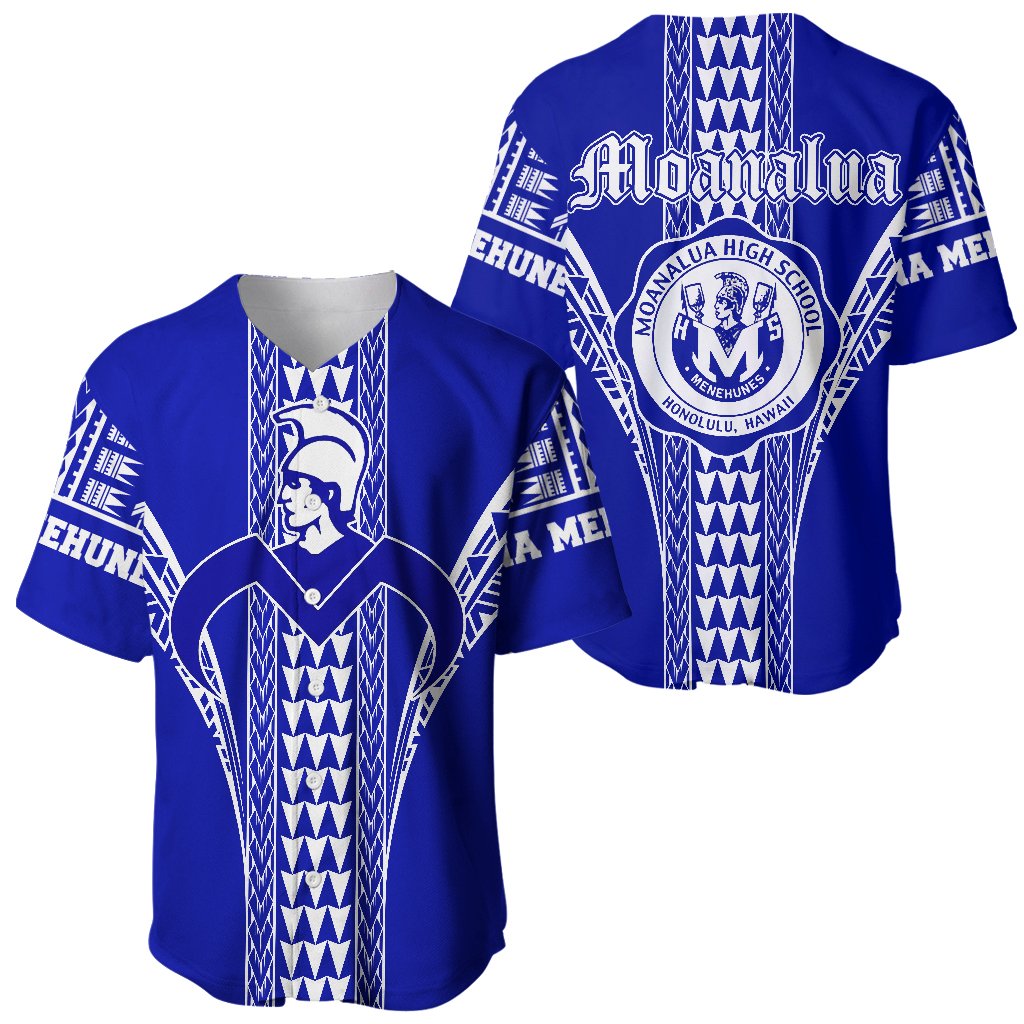 Hawaii Baseball Jersey - Moanalua High Baseball Jersey Shirt AH Blue - Polynesian Pride