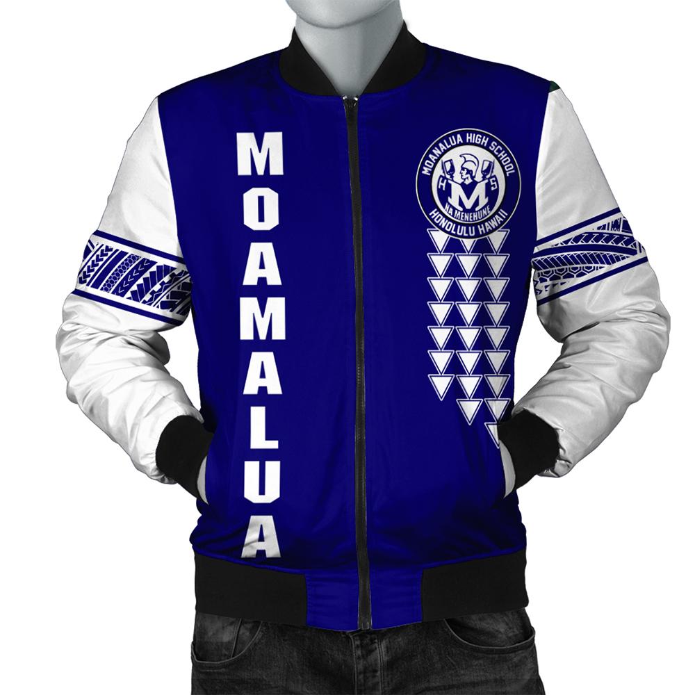 (Personalized) Hawaii Bomber Jacket - Moanalua High Custom Your Class Bomber Jacket AH Blue Unisex - Polynesian Pride