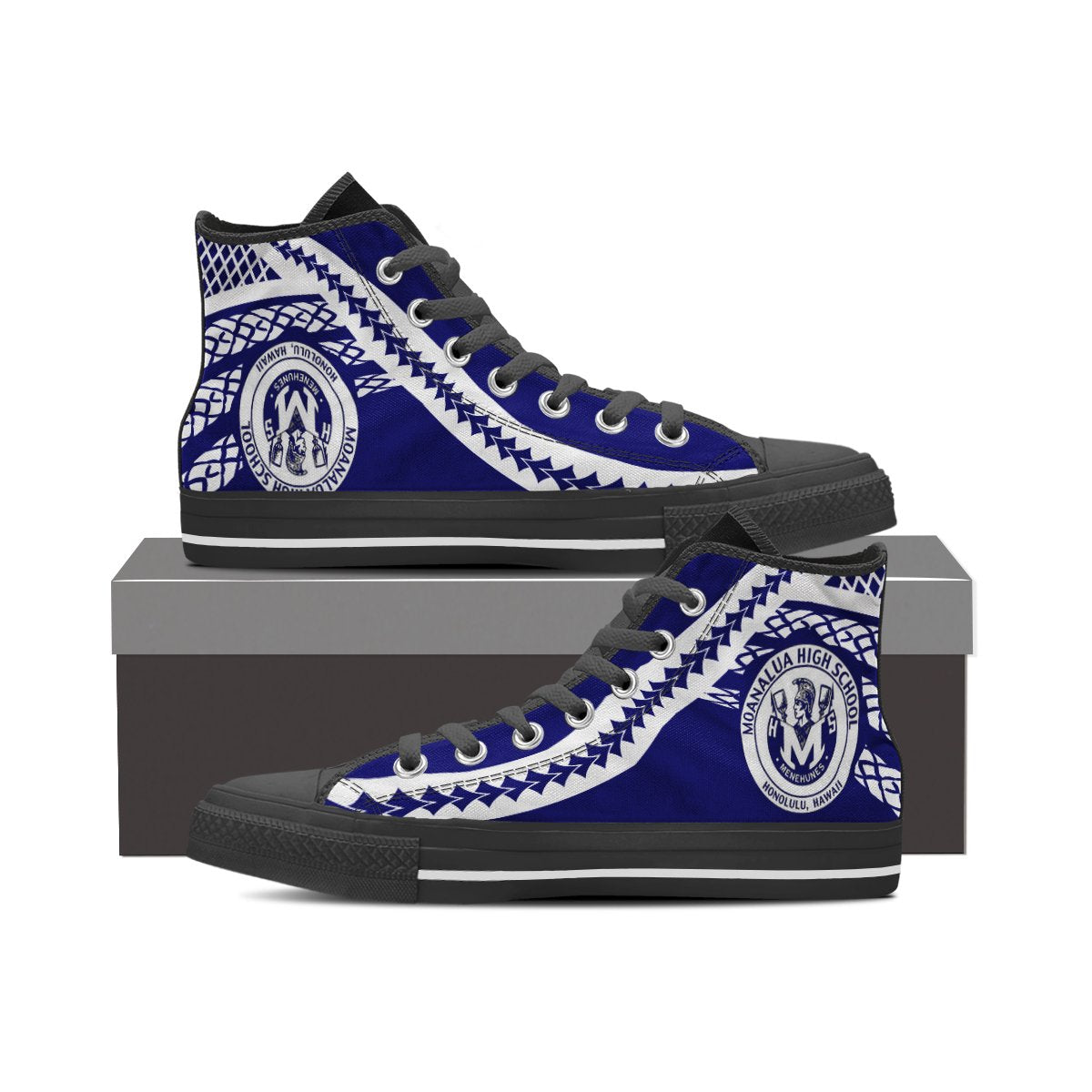 Hawaii - Moanalua High - High Top Shoes - AH Black - Polynesian Pride