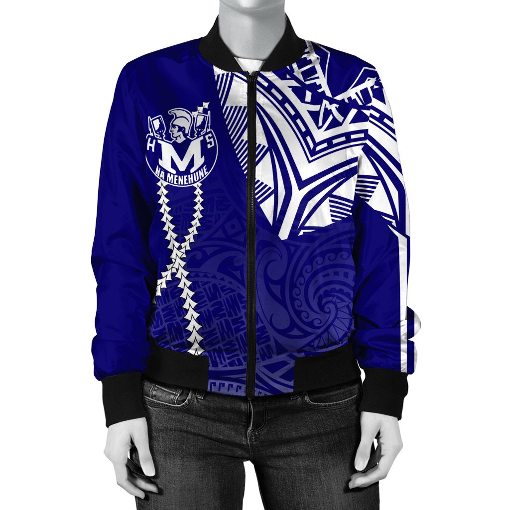 hawaiiJacket - Moanalua High Women's Bomber Jacket - Forc Style AH Blue - Polynesian Pride