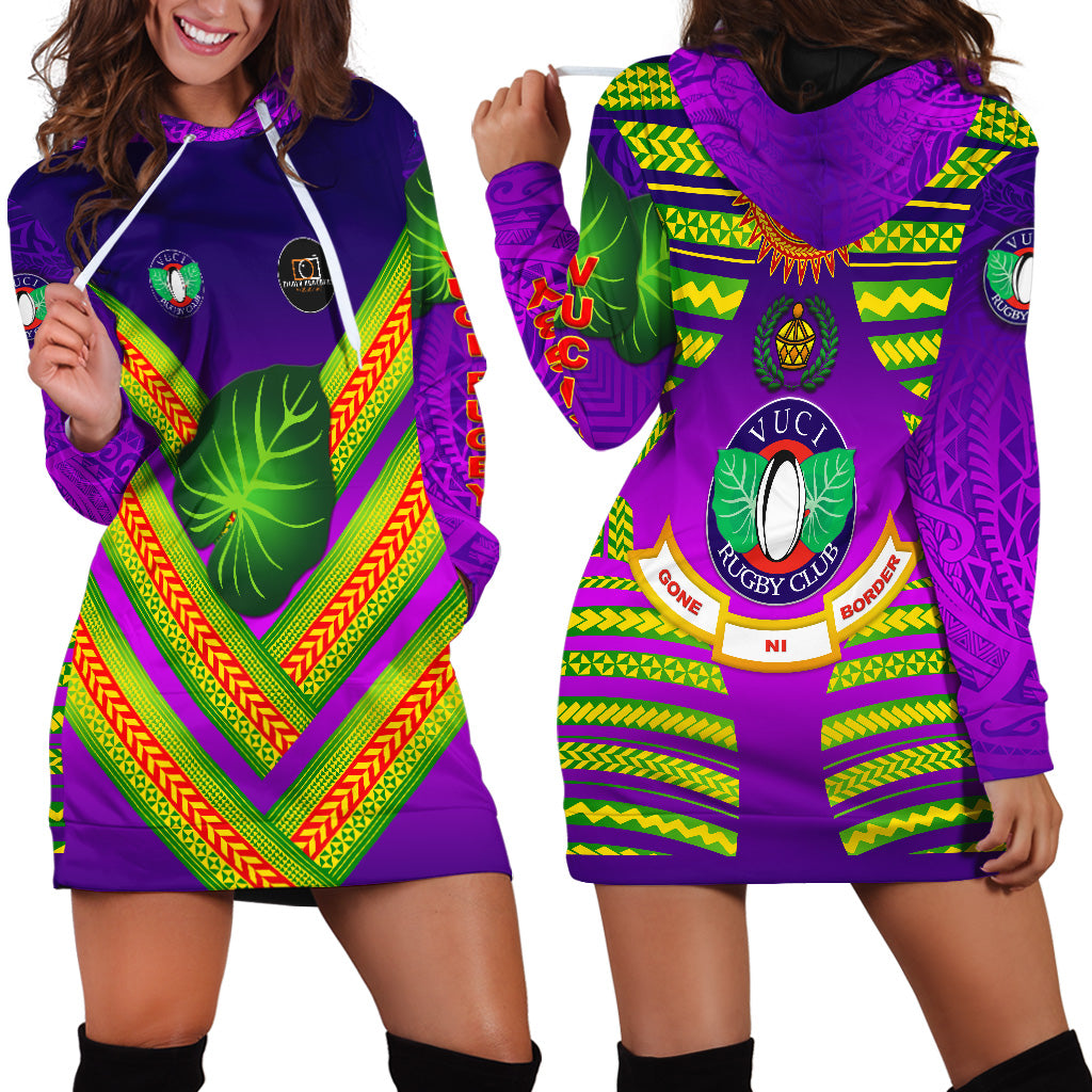 Fiji Vuci Rugby Club Hoodie Dress Creative Style - Purple LT8 Women Purple - Polynesian Pride