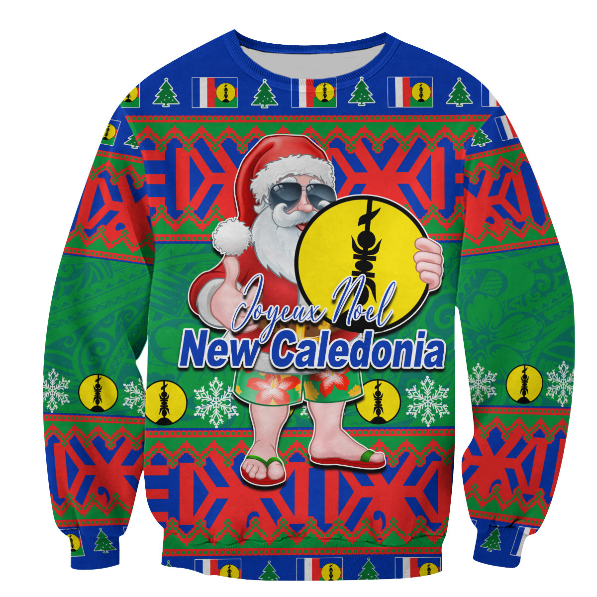 New Caledonia Christmas Sweatshirt Cool Santa Claus LT6 Unisex Blue - Polynesian Pride