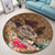 Kanaka Turtle Tropical Knit Background Round Carpet - AH - Polynesian Pride