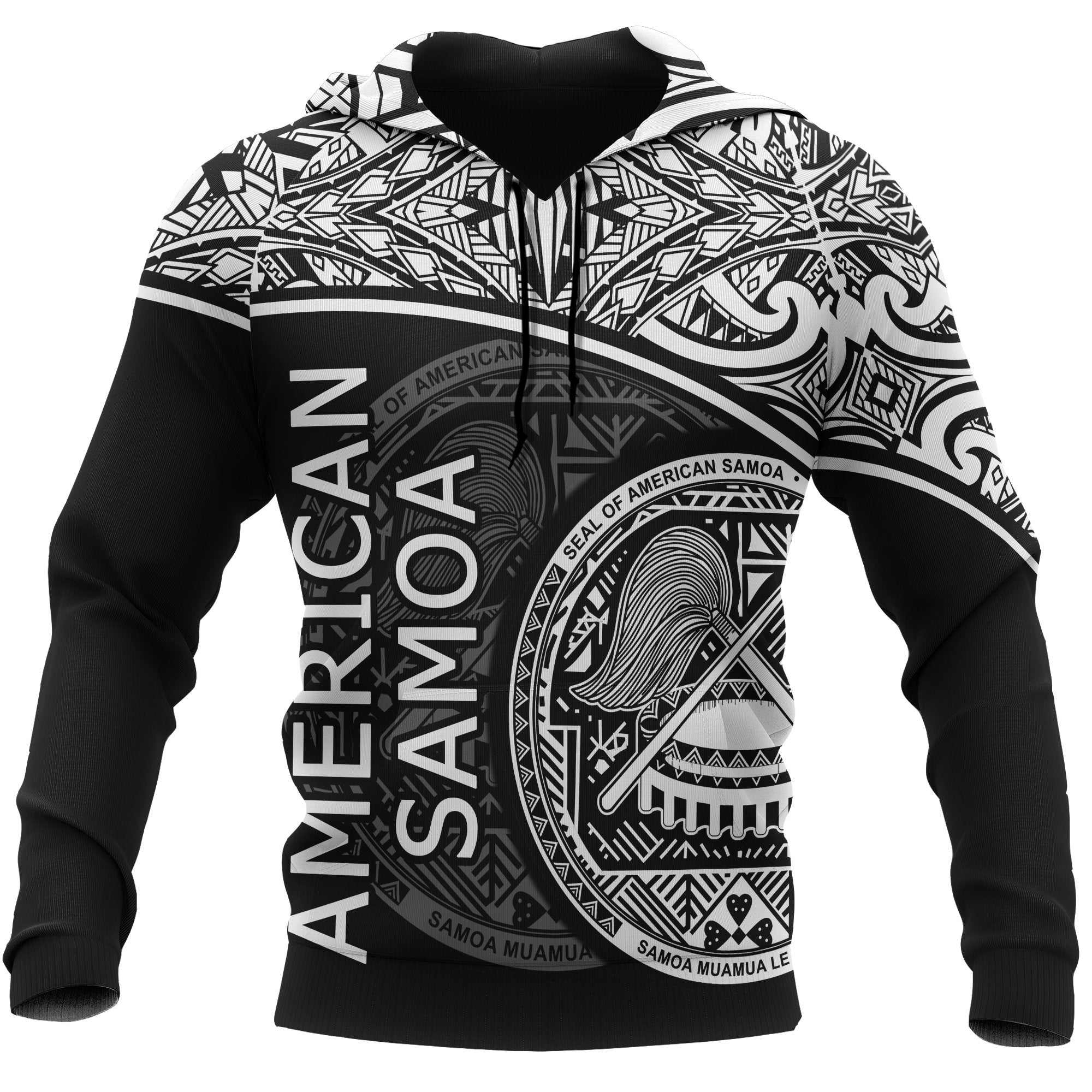 Polynesian American Samoa Hoodie White Curve Unisex White - Polynesian Pride