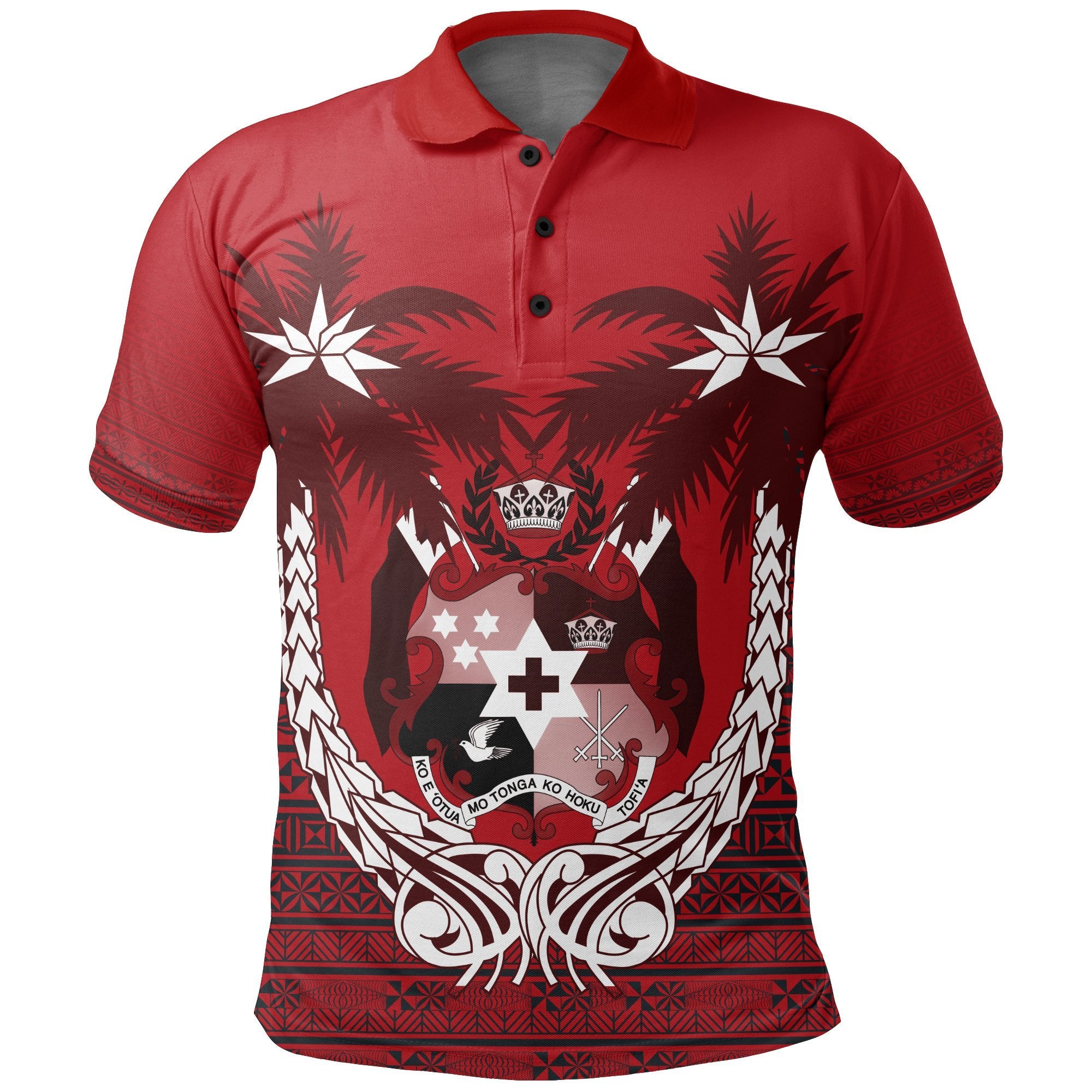 Tonga Polo Shirt Tongan Coat Of Arms Coconut Tree A02 Unisex Red - Polynesian Pride