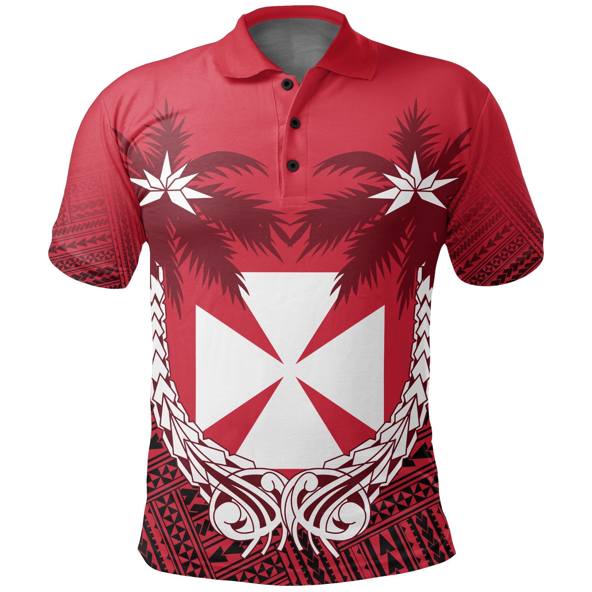 Wallis and Futuna Polo Shirt Wallis and Futuna Coat Of Arms Coconut Tree A02 Unisex Red - Polynesian Pride