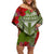 (Custom Personalised) Guam Chamorro Off Shoulder Short Dress Guaman Latte Stone Tropical Flowers Green Version LT14 Women Green - Polynesian Pride