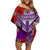 (Custom Personalised) Guam Chamorro Off Shoulder Short Dress Guaman Latte Stone Tropical Flowers Purple Version LT14 Women Purple - Polynesian Pride