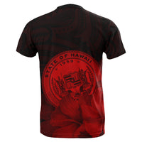 Hawaii State Hibiscus Red Polynesian T Shirt Floral Style - Polynesian Pride