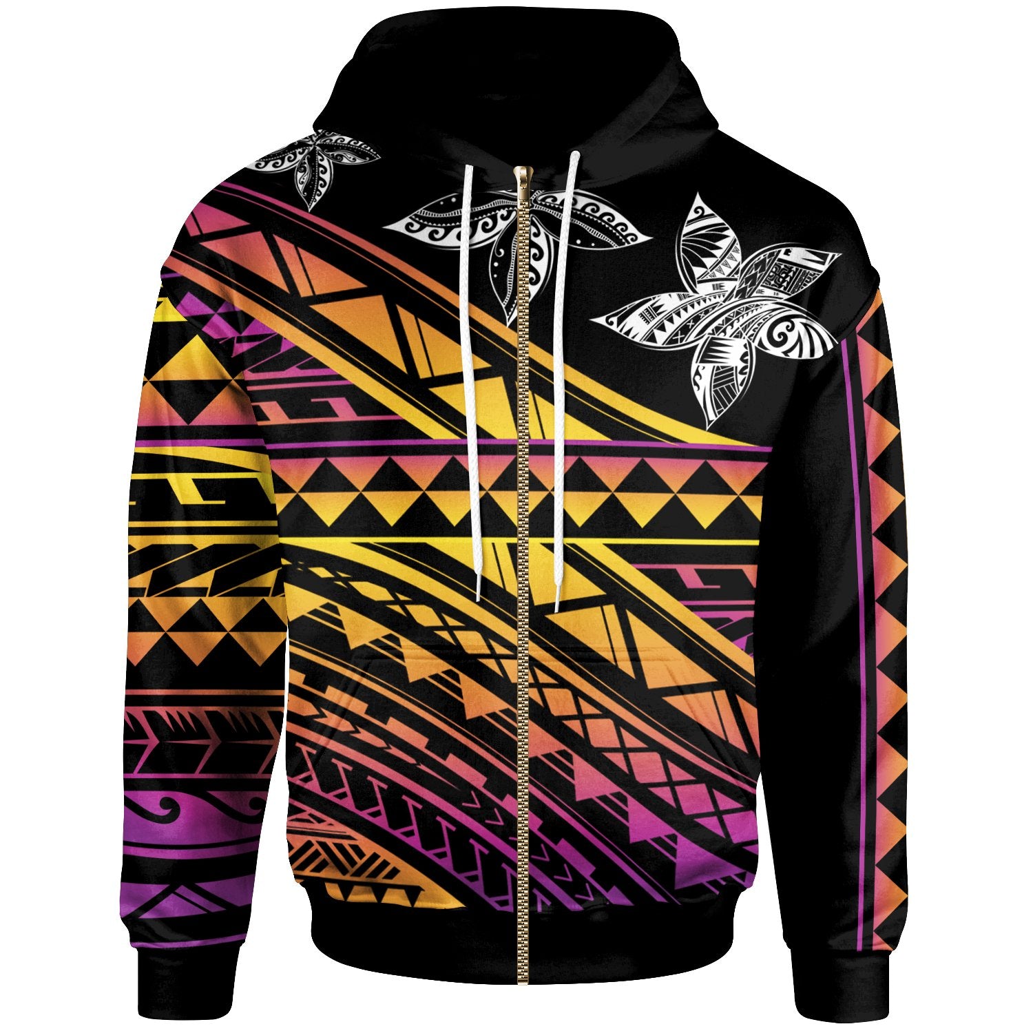 Polynesian Custom Zip up Hoodie Special Polynesian Ornaments Unisex Black - Polynesian Pride