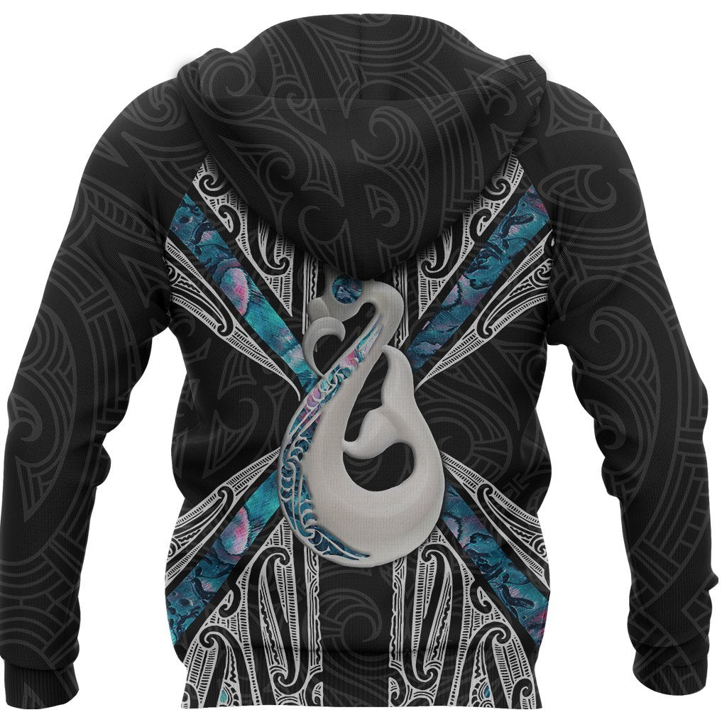 Maori Moko Tattoo Hoodie, Manaia Paua Shell Pullover Hoodie - Polynesian Pride
