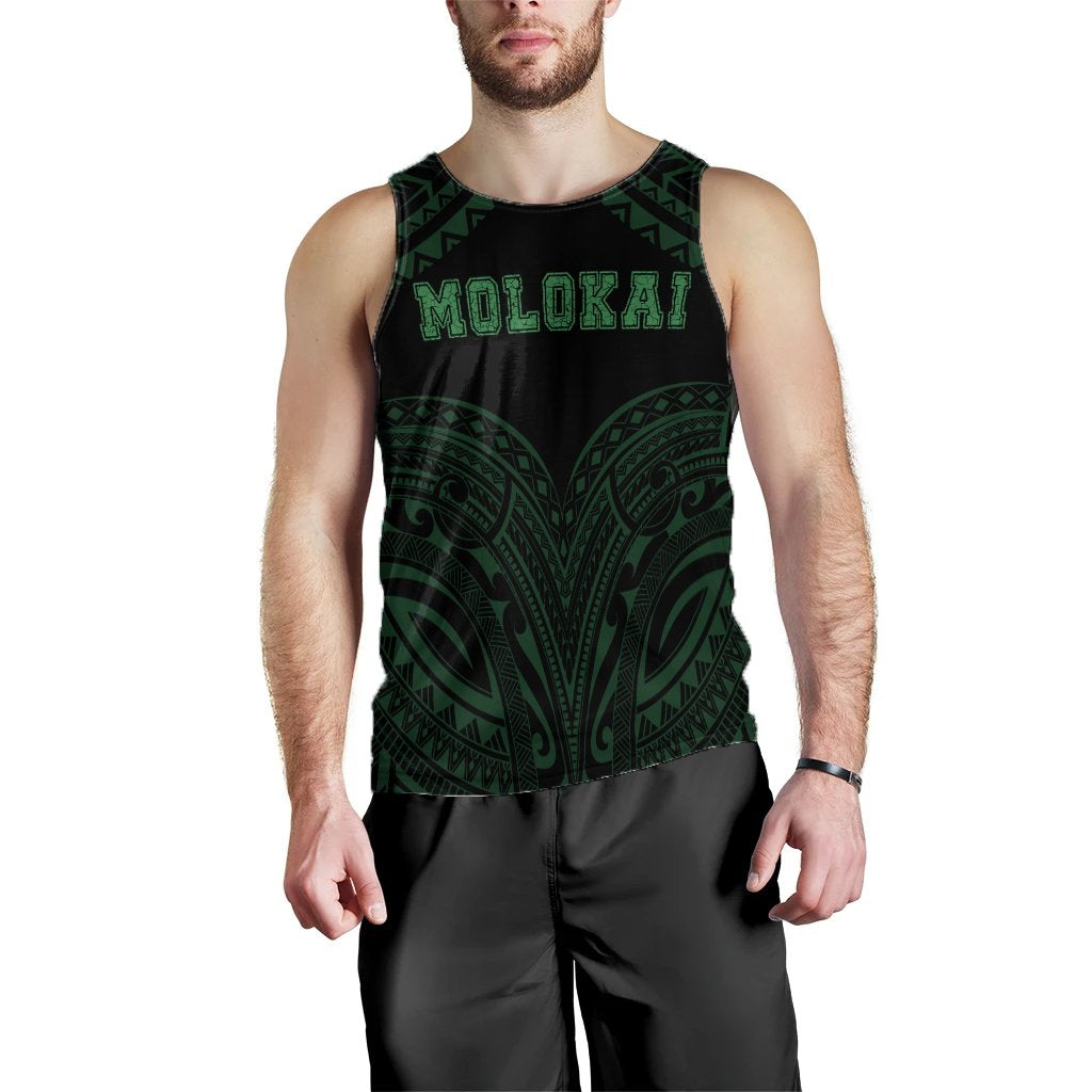 Hawaiian Kanaka Map Polynesian Molokai Men's Tank Top - Green - Brad Style - AH - Polynesian Pride