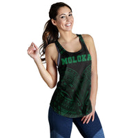 Hawaiian Kanaka Map Polynesian Molokai Racerback Tank - Green - Brad Style - AH - Polynesian Pride