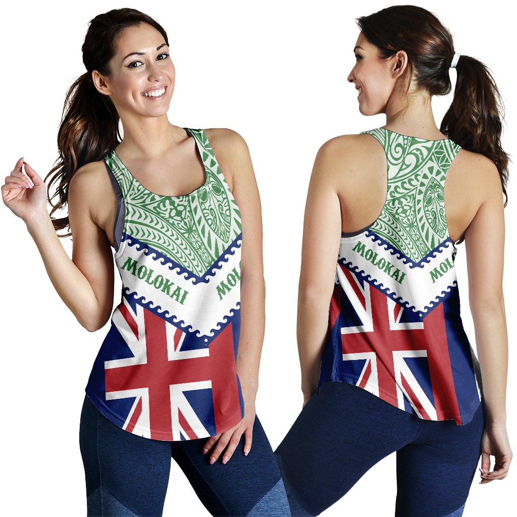 Hawaii Flag Molokai Women's Racerback Tank - Green - Mit Style - AH Green - Polynesian Pride