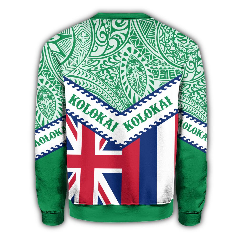 Hawaii Flag Molokai Sweatshirt - Green - Mit Style - AH - Polynesian Pride