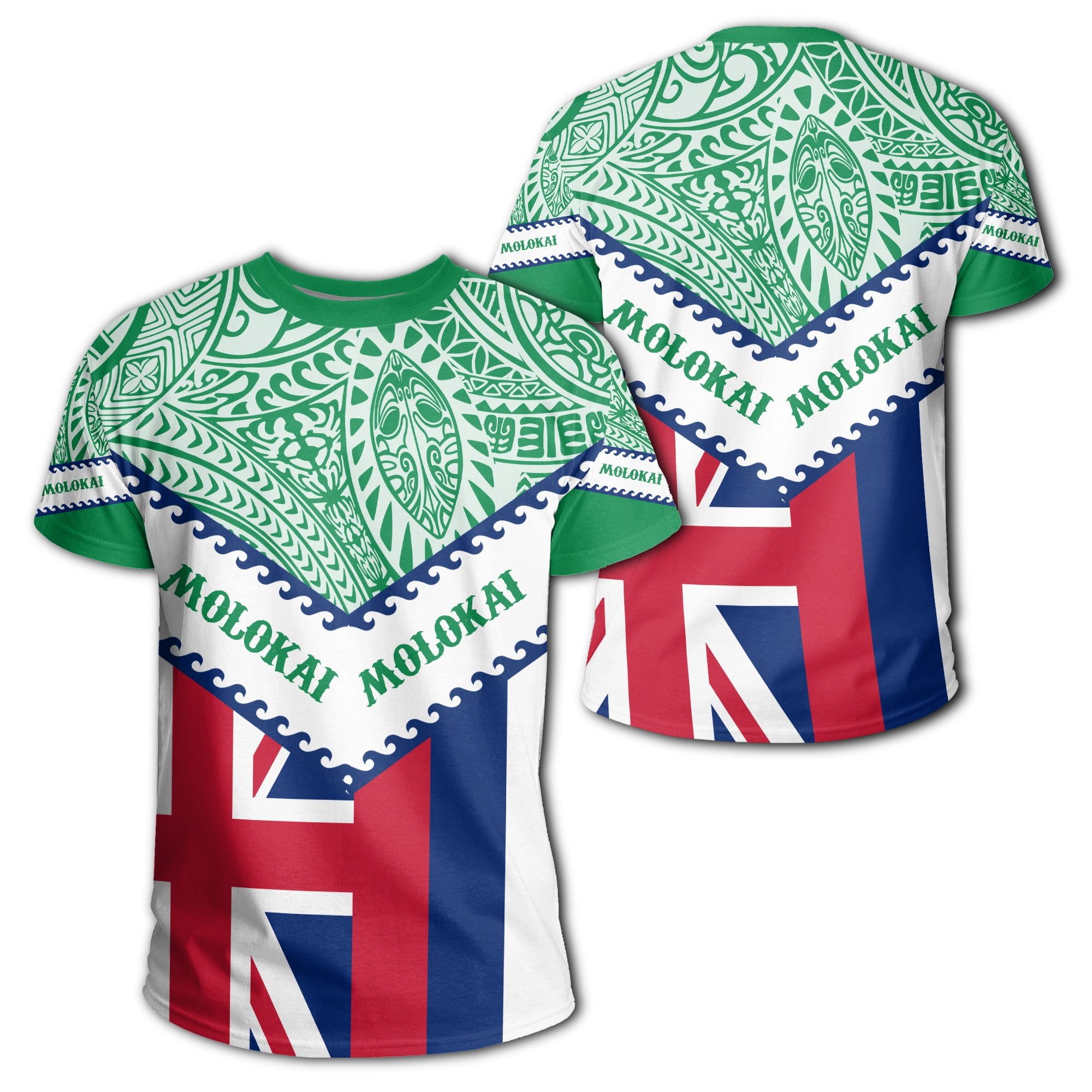 Hawaii Flag Molokai T Shirt Mit Style Unisex Green - Polynesian Pride