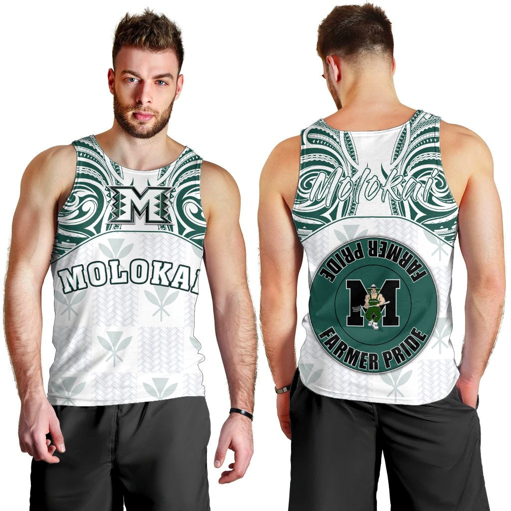 hawaiiMen's Tank Top - Kanaka Molokai High School Men's Tank Top Demodern Style AH White - Polynesian Pride