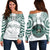 Hawaii - Kanaka Molokai High School Off Shoulder Sweater Demodern Style AH White - Polynesian Pride