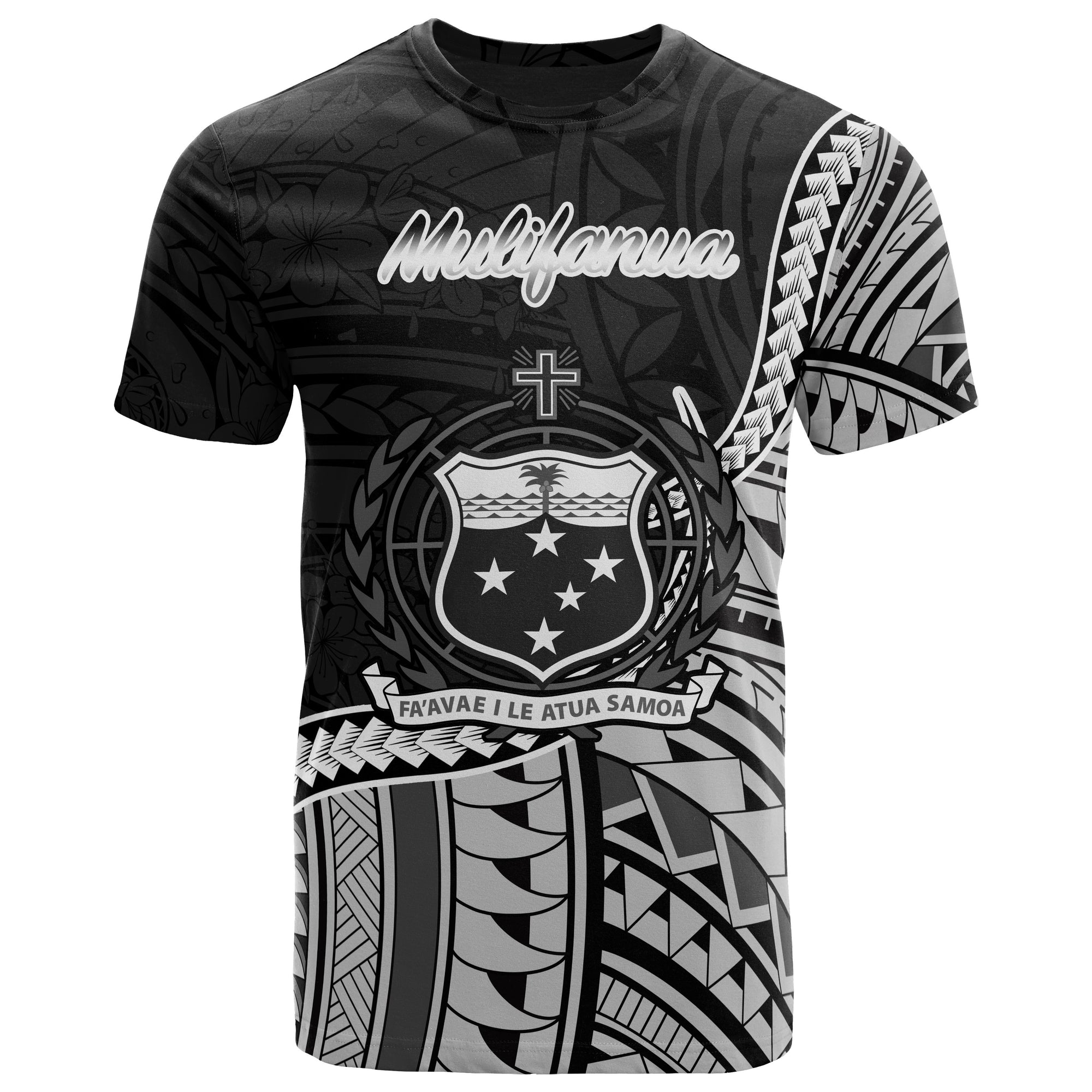 Samoa T Shirt Mulifanua Polynesian Patterns Unisex Black - Polynesian Pride