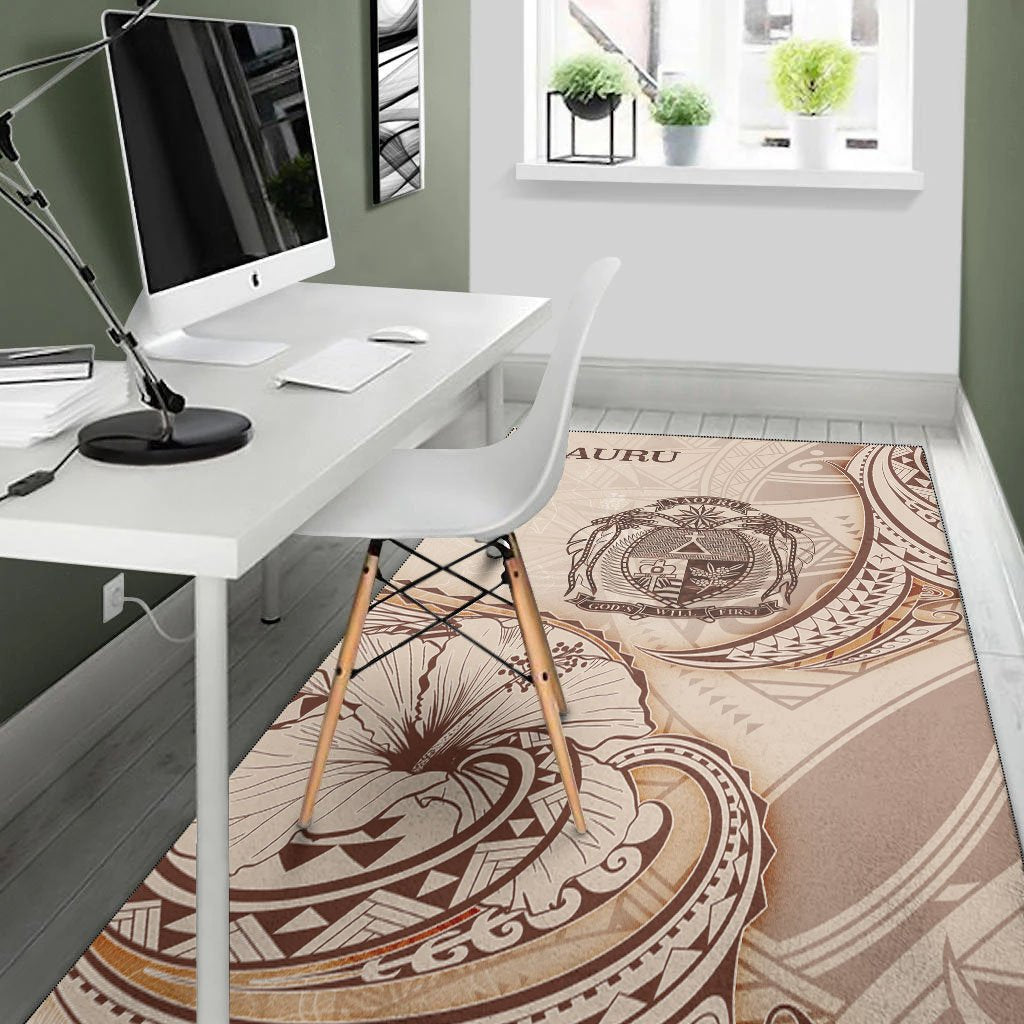 Nauru Area Rug - Hibiscus Flowers Vintage Style - Polynesian Pride