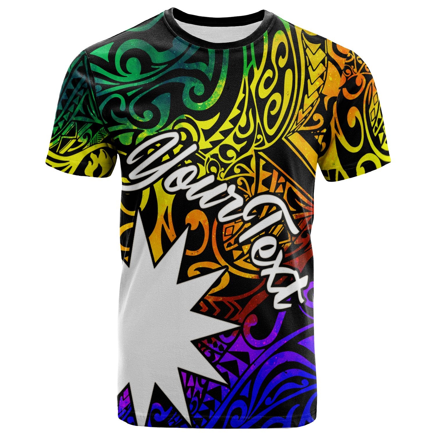 Nauru Custom T Shirt Rainbow Polynesian Pattern Unisex Rainbow - Polynesian Pride