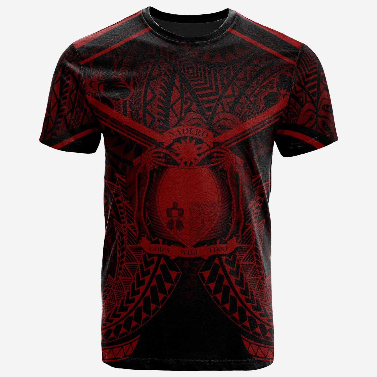 Nauru T Shirt Nauru Seal With Red Line Style Unisex Black - Polynesian Pride