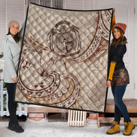 Nauru Premium Quilt - Hibiscus Flowers Vintage Style - Polynesian Pride