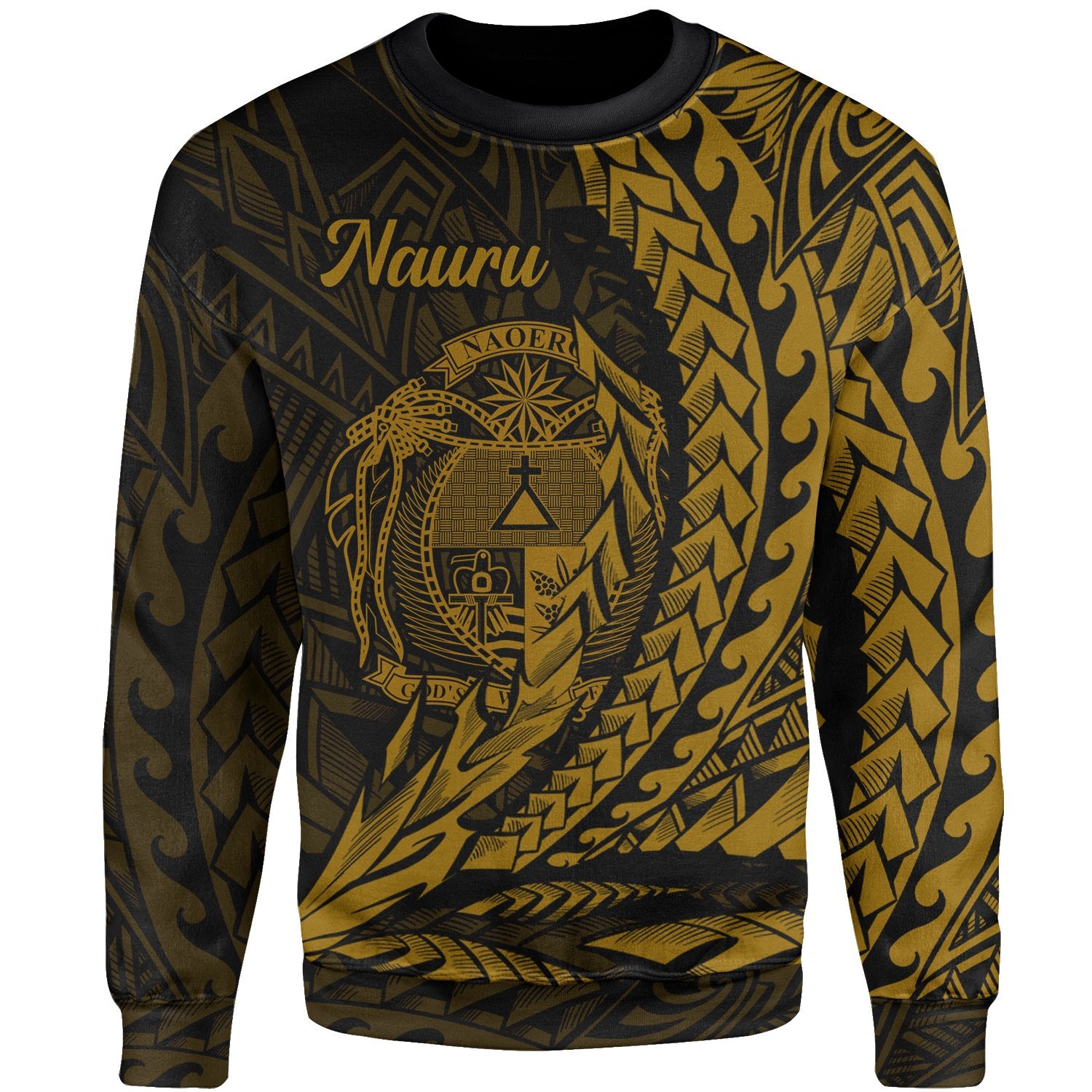 Nauru Sweatshirt - Wings Style Gold Color Unisex Gold - Polynesian Pride