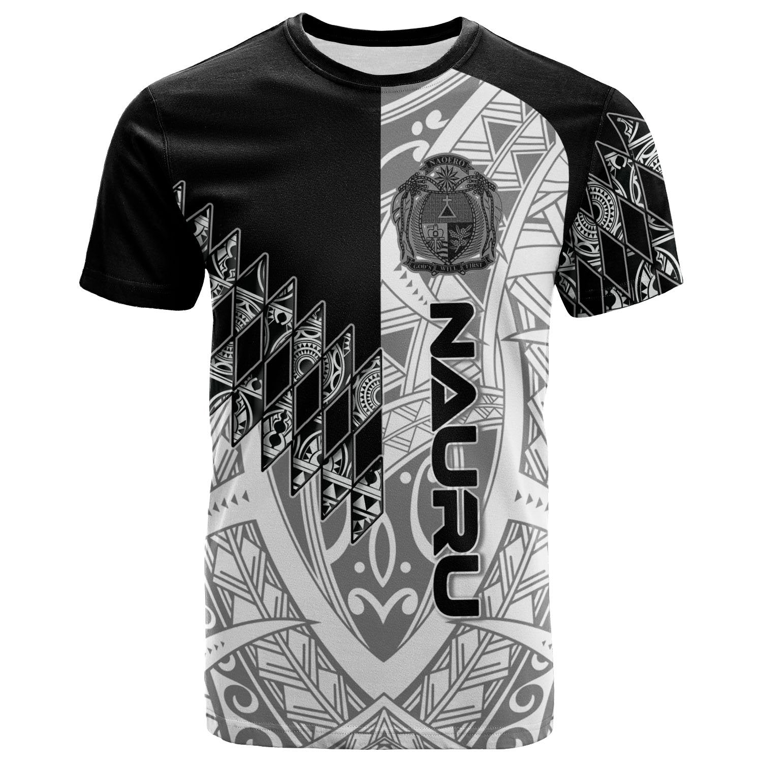 Nauru T Shirt Symmetry Style Unisex Black - Polynesian Pride